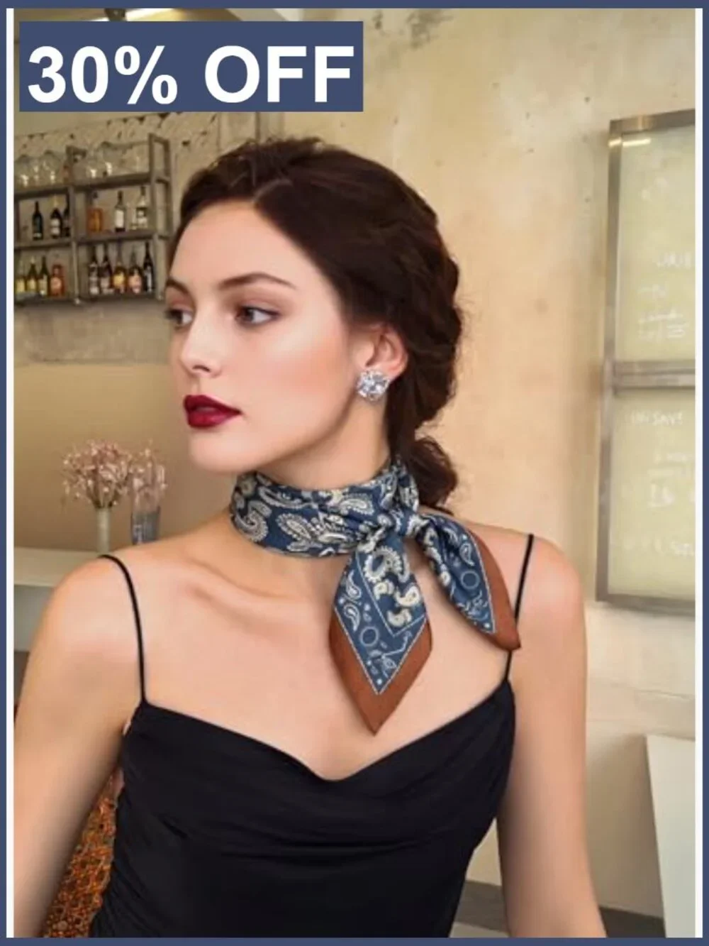 Vintage Silk Satin Square Scarf - Lightweight Hair Bandana & Neck Scarf